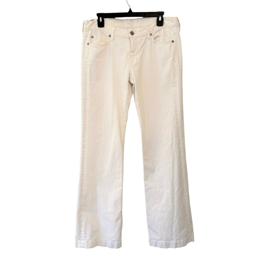 Seven For All Mankind 7 Dogo White Denim Wide Leg Jeans 32 Stretch
